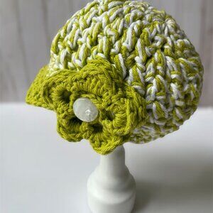 Handmade Crocheted Baby Infant Summer Newsboy Cap, Hat Size 6-12 M - See Chart